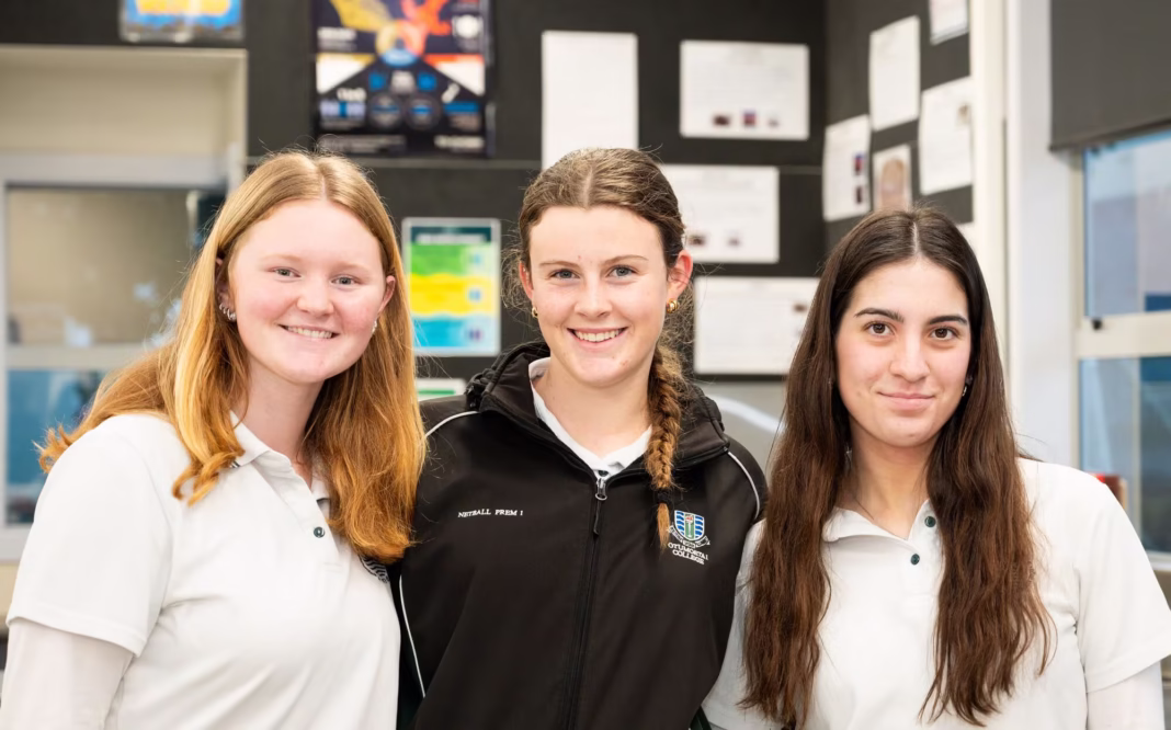 Photo: Ōtūmoetai College year 12s Saige McDonnell, Olivia Antcliff and Chelsea Williamson. Photo / Brydie Thompson